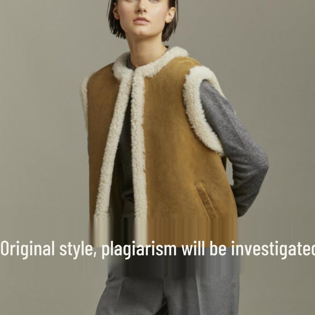 2023 Women's Paris Style Shearling Lambswool Fur Vest – Winter Short Coat