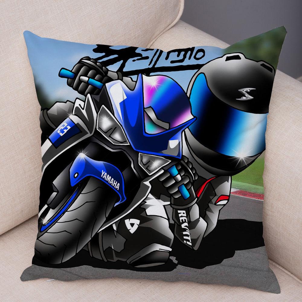 Capa de almofada para esportes radicais, capa decorativa de desenho animado para motocicleta, fronha de poliéster, cor móvel, bicicleta, sofá, casa, carro
