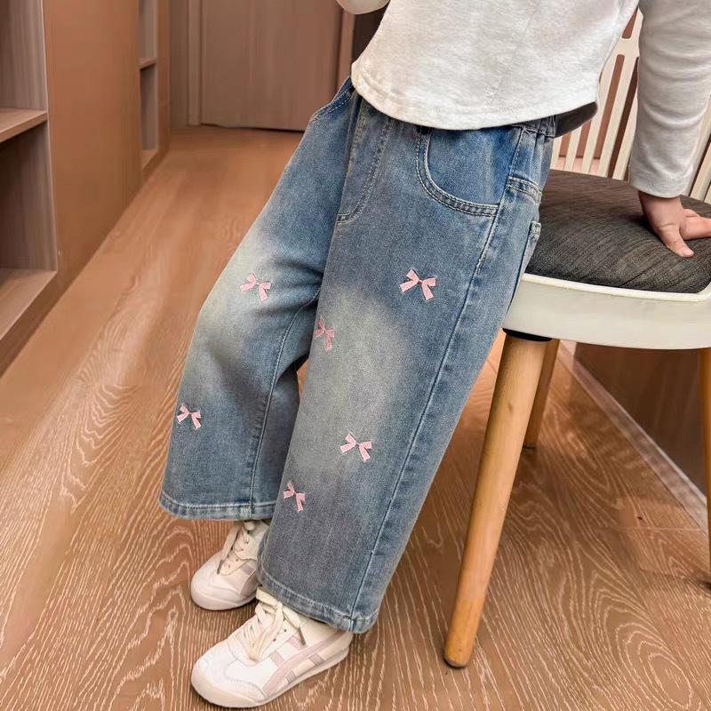 Jeans de Pierna Ancha de Denim Suave para Niñas - Novedad Primavera 2026