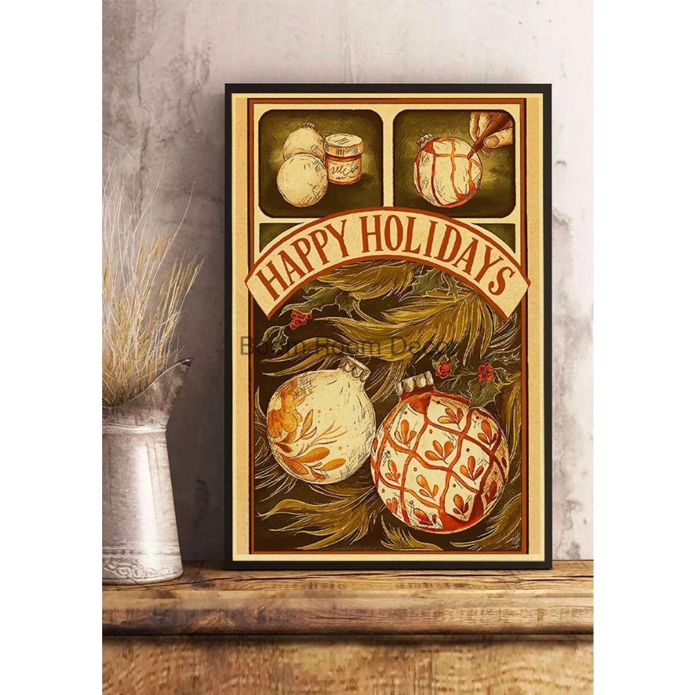 Vintage Christmas Metal Wall Decoration, Holiday Sticker Sign