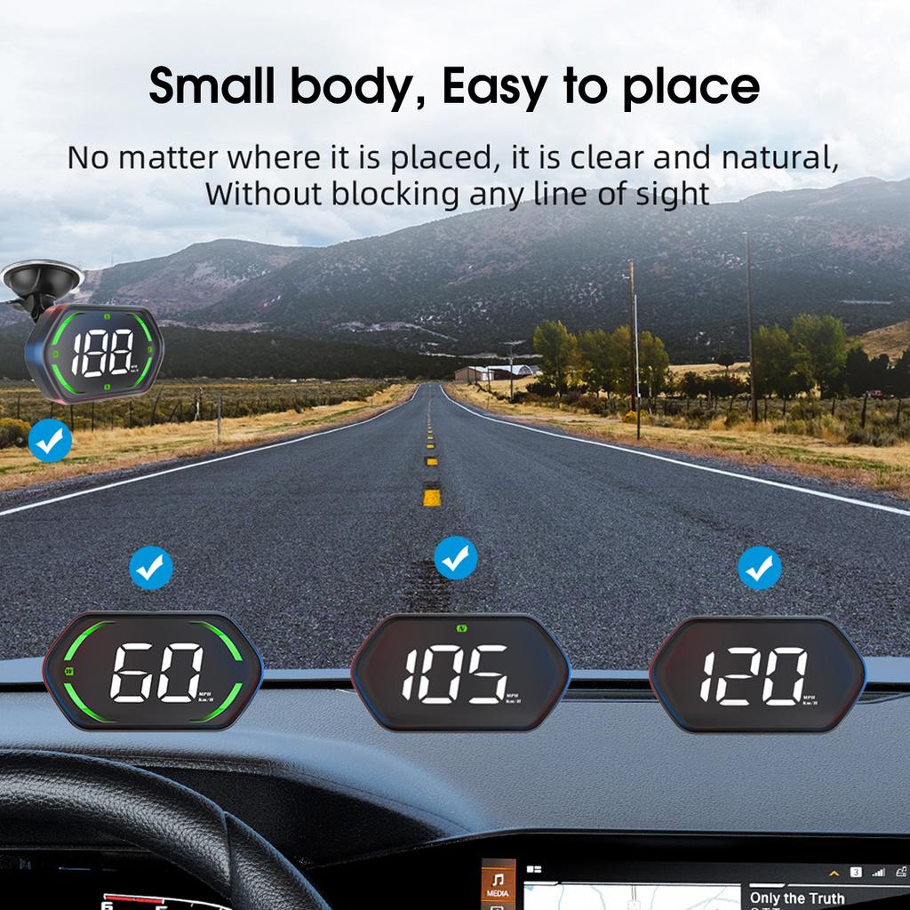 Car Hd-Up Display, GPS meter With MPH/ , Overspeed Alarm, Auto Brightness Adjustment, Plug and Play for All Vehicles