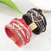 Boheemse Multilayer PU Lederen Bangle Handgemaakte Gevlochten Armband Gouden Grote Liefde