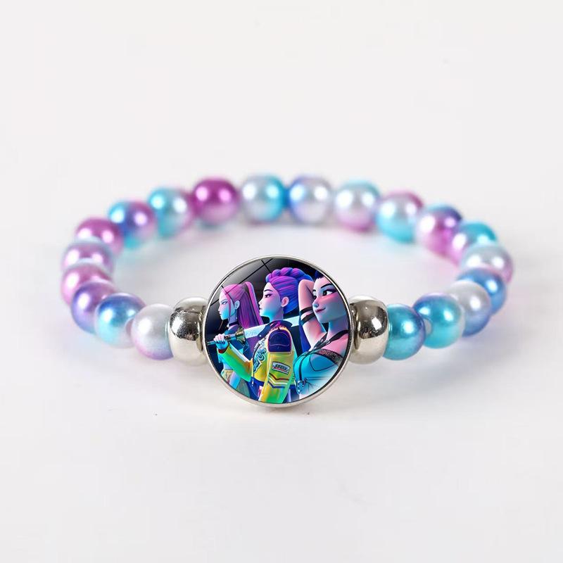 Ins Style Cartoon Beaded Bracelet, 2025 Spring New Glass Charm Jewelry, Unisex Handmade Gift for Travel Souvenir, 16+6cm Adjustable Chain