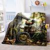 1PC Tractor Farmhouse Scene Blanket Soft Comfortable All Seasons Suitable Sofa Office Travel Festive Gift