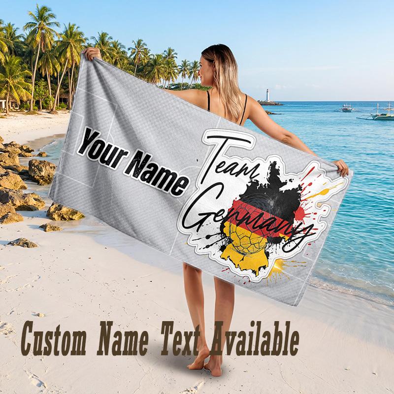 Germany National Football Team Design Beach Towel Custom Text Large Towel for Beach Vacation