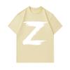 Men's 100% Cotton Crew Neck Short Sleeve T-Shirt, Distressed Brush Style White Letter Z Print Casual Soft Breathable Tee for Daily Wear
