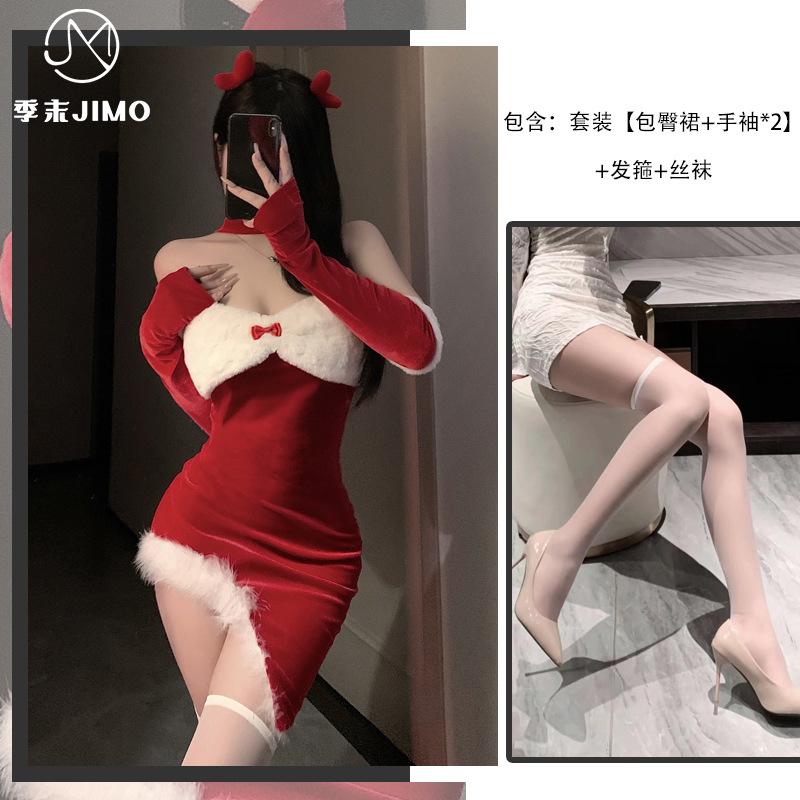 Sex underwear new Christmas clothing bunny uniform temptation tube top irregular red new robe women