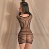 Rhinestone Transparent Women Tight Bodystocking Mesh Dress Sexy Fashion Short Stretch Bodycon Dresses Nightdress