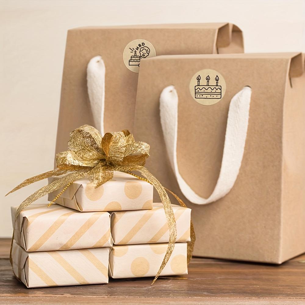 Kraft Paper Birthday Stickers for Gift Wrapping, Decorative Envelope Seals, And Stationery Labels.