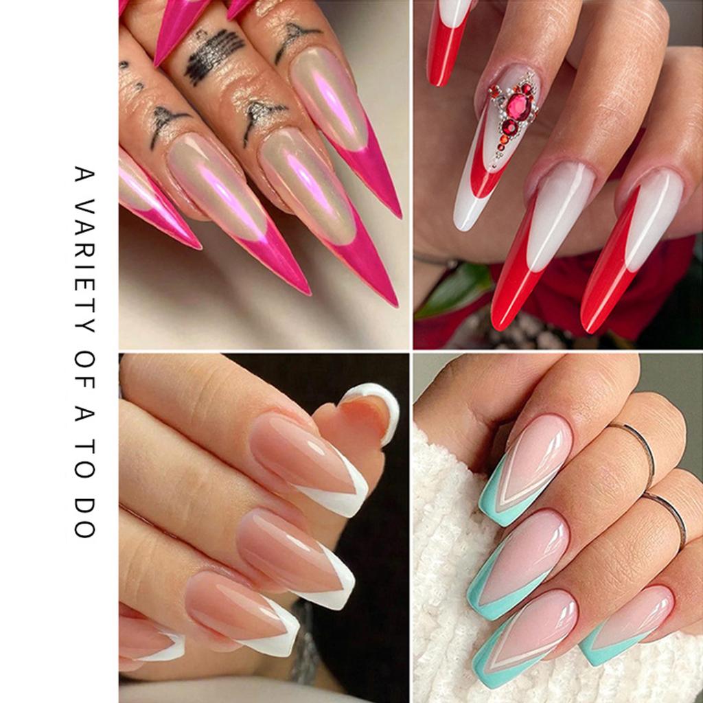 Klar Full Dekning Dualt Neglesystem Form Fransk Tupp Negleklistremerker UV Gel Neglekunstform Kunstige Negletipper for Forlengelse