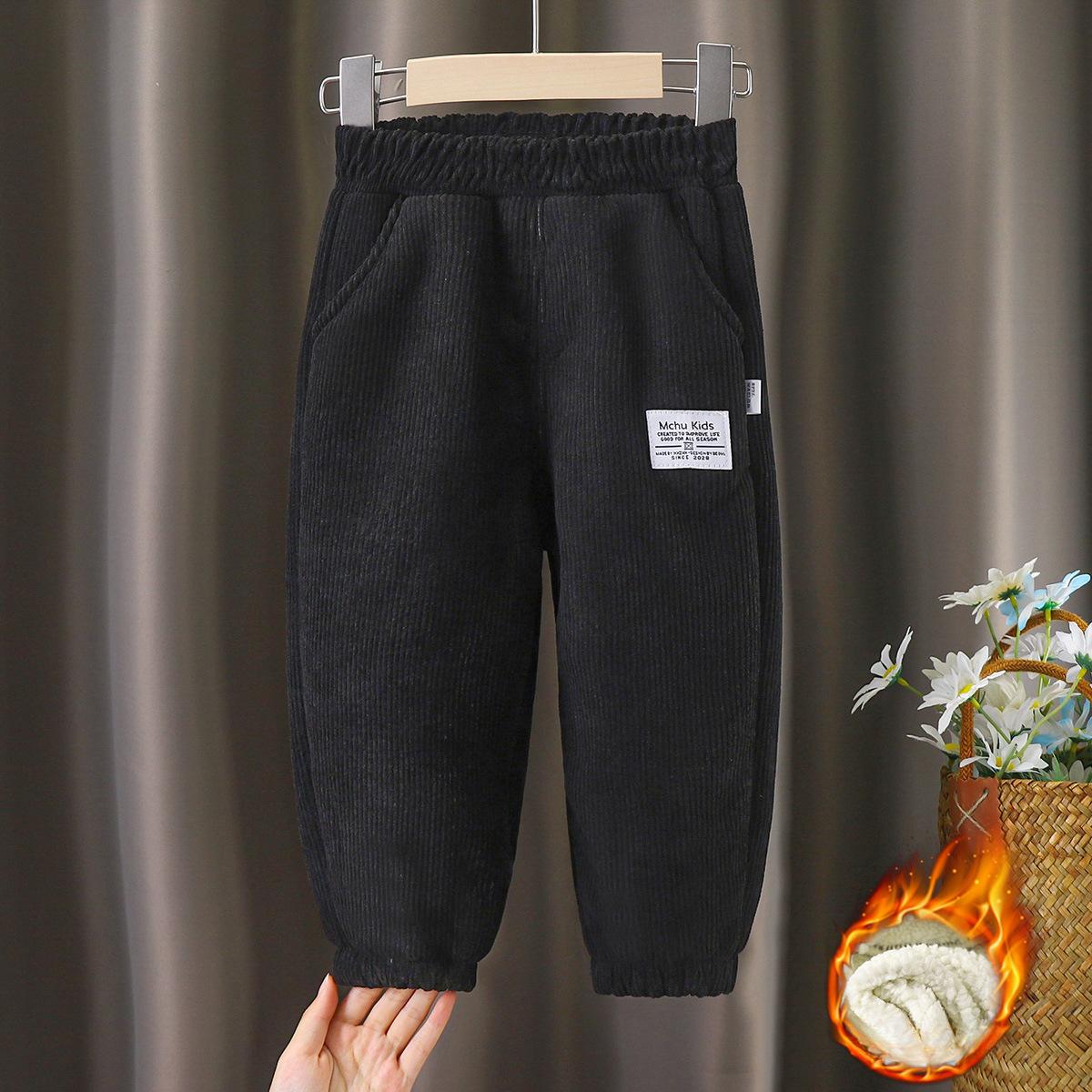 

Children s Big Children s Plus Velvet Pants Autumn and Winter Men s and Women s Baby Thickened Warm Casual Outer Wear Trousers 160 чорний