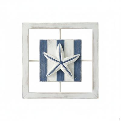 Gerahmte Wandkunst mit Küstendekoration Maritime Holzplakette Strand-Thema für Bauernhaus Blauweiß