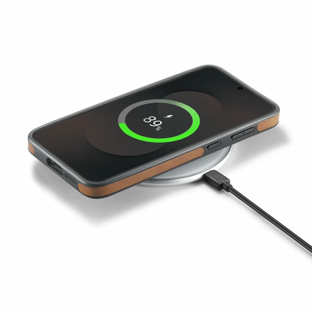 DG.MING For Samsung Galaxy S25 FE Case Anti-Drop Leather Coated PC+TPU Phone Back Cover