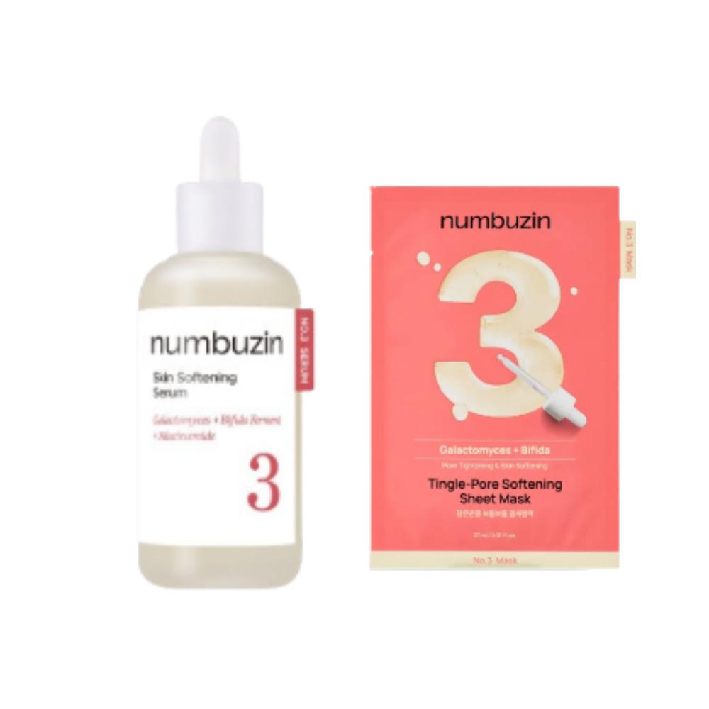 Numbuzin No.3 Smooth Texture Serum Set Hydrating & Skin Refining Essence (80ml + No.3 Texture Serum Mask)