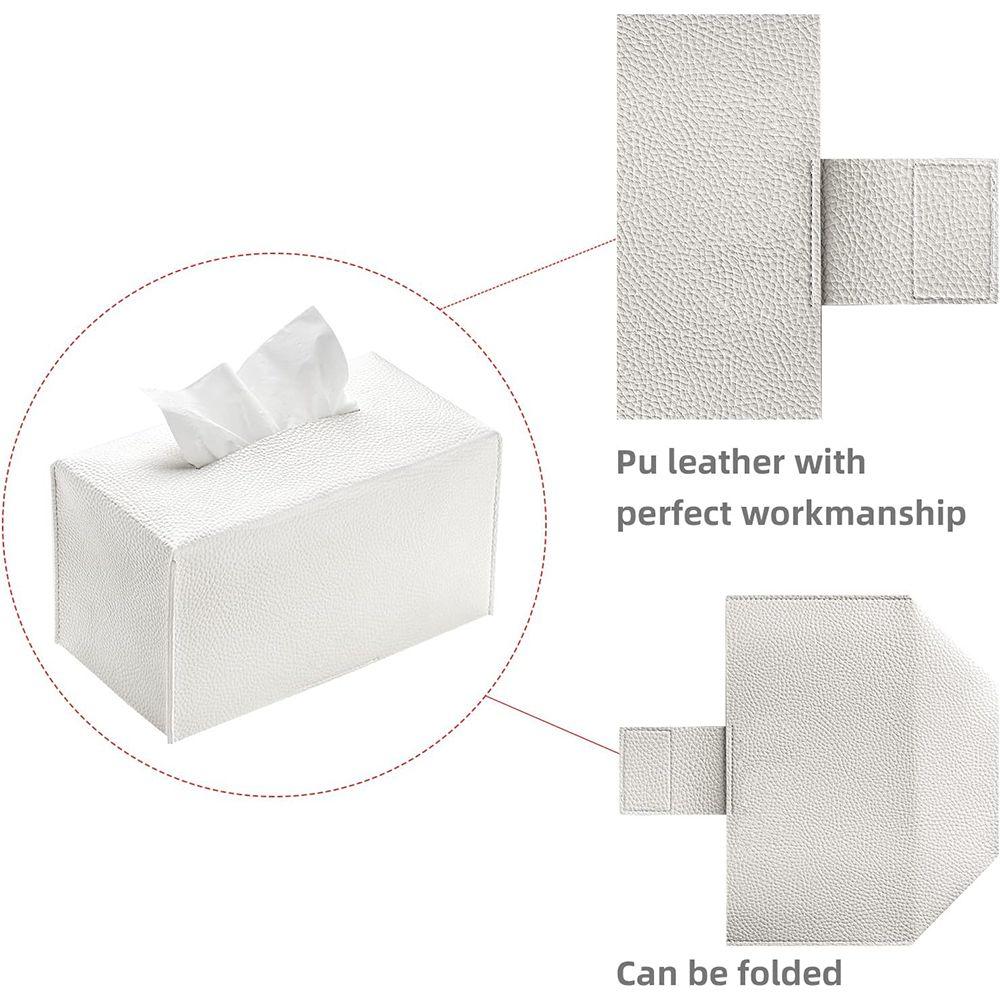 PU Tissue Box Cover Foldable Bottom Belt Tissue Box Holder Waterproof Oversized Tissue Box Organizer