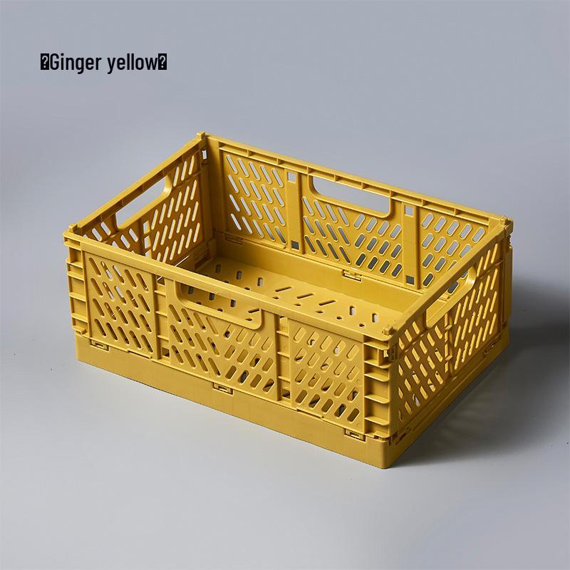 Folding Plastic Storage Basket: Creative, Stackable Organizer for Desk, Snacks, or Stationery.