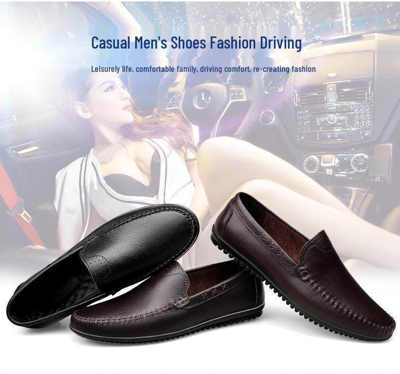 2018 Men's Genuine Leather Casual Non-slip Loafers with Soft Sole Breathable Cowhide