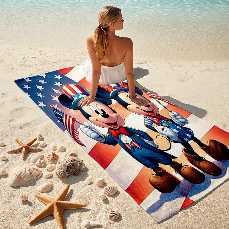 1pc Mickey Minnies Patriotic Celebration Cartoon Quick Dry Microfiber Bath Towel for Swimming Surfing Camping Unisex Holiday. SJT720123