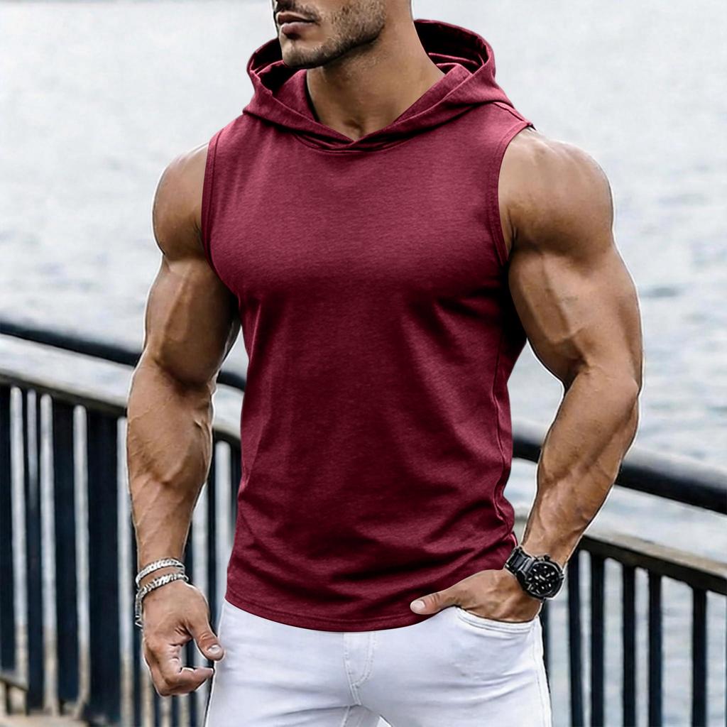 Men's Casual Fashion Sleeveless Hooded Tops | Lightweight Summer Hooded Tank Tops