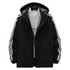 Men's Three-Stripe Hooded Windbreaker Jacket - Trendy High Street Casual Fashion for Spring and Autumn.
