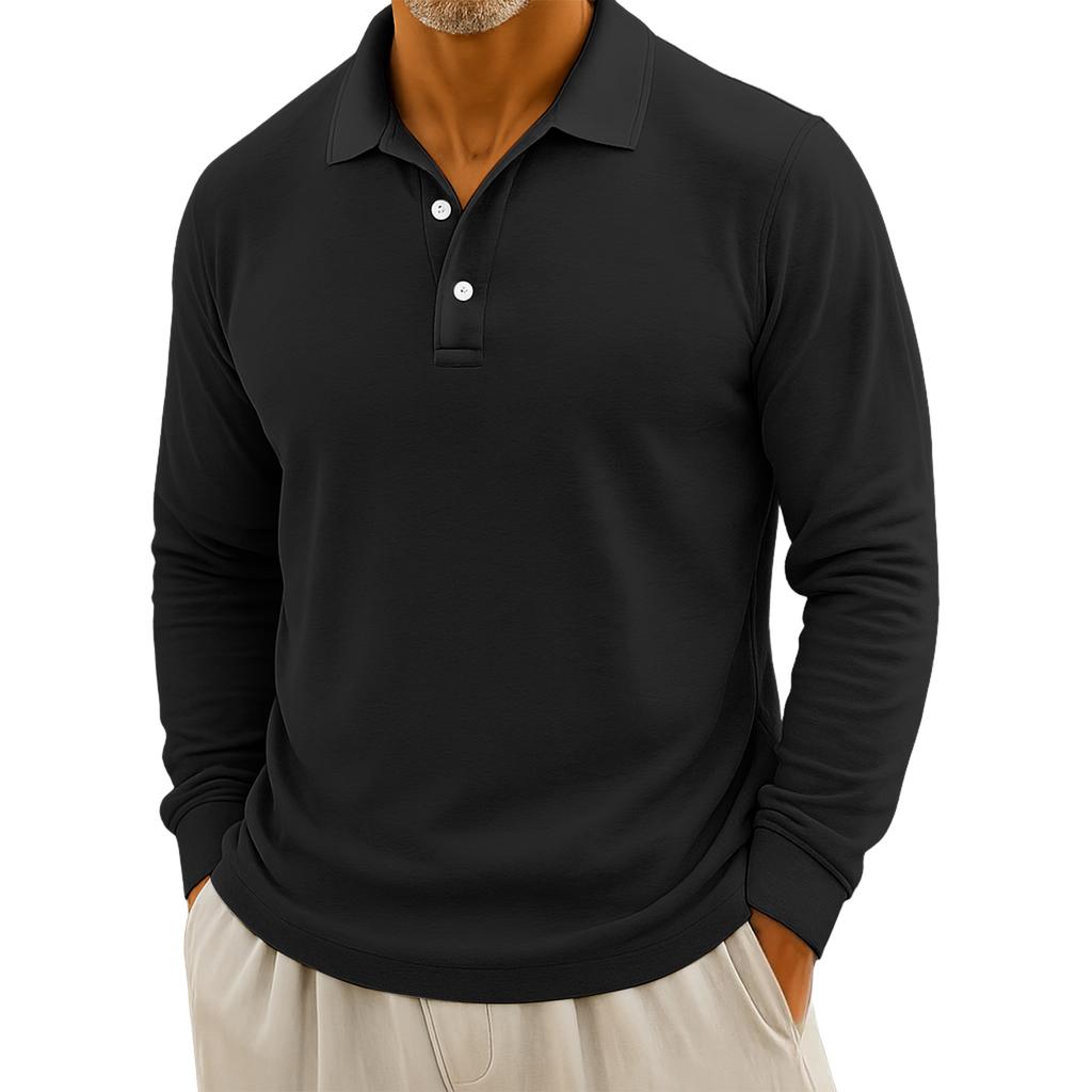 Men's Casual Solid Color Button Long Sleeve Top