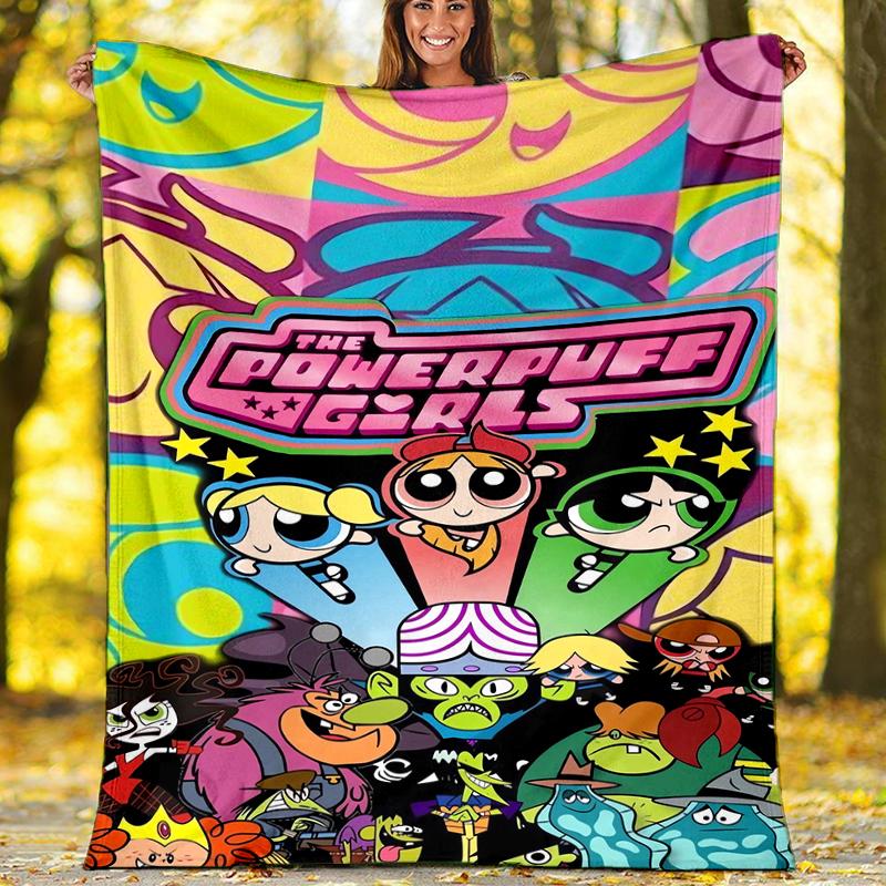 The Powerpuff Girls Theme Printed Blanket - Perfect for Couch, Bed, Travel & Outdoor Use | Machine Washable, Cozy & Durable.
