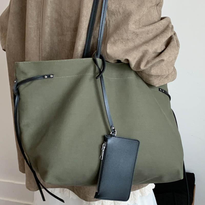 Herbst lässig retro große Kapazität Leinwandtasche Damen neu einfach Tragetasche Schulter tragbar Pendlertasche