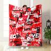 The Image Features Vibrant "Love" and "I Love You" Texts with Heart Motifs. for All Seasons Blanket Lunch Break Throw Gift