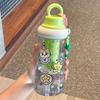 Water bottle girls water cup high value cartoon cute tea plastic cup oblique span portable student summer straw cup