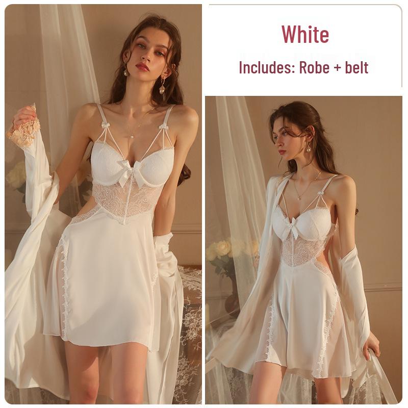 Gorgeous Plus Size Backless Push-Up Nightgown with Padded Camisole