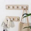 3/4/5 Hooks Nordic Wooden Coat Hooks Rustic Hat Clothes Bag Rack Practical Key Holder  Homestay