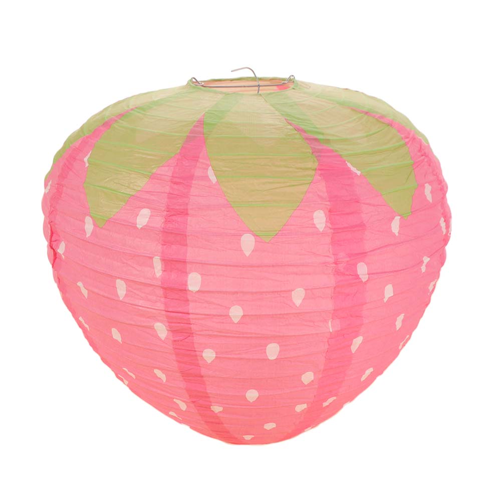 3D Pink Strawberry Lantern Handheld Fruit Theme Paper Lantern Sweet Cute Ornament Hanging Lantern Ball Children's Holidays