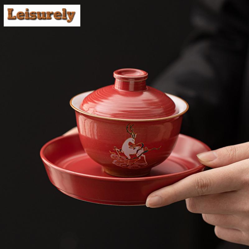 Nine Colored Deer Tea Set Complete Set Creative Tea Ceremony Set Household Tea Brewing Teapot And Tea Cup Set Tea Items Craft