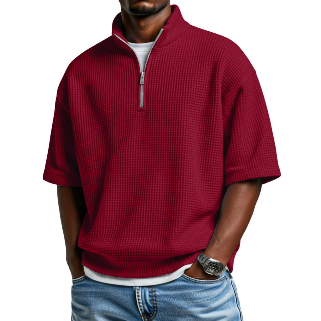 Men's Casual Quarter-Zip Short-Sleeve Top