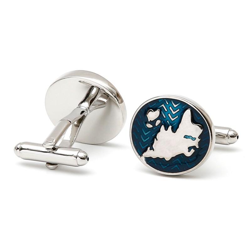

Simple Personality Creative World Map Shape Silver Men s Cufflinks copper