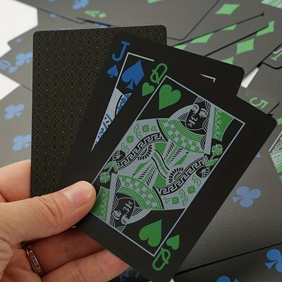PVC Plastic Waterproof Black Playing Cards 1 Deck and 50 Round Game Props Leisure Entertainment Table Game Set