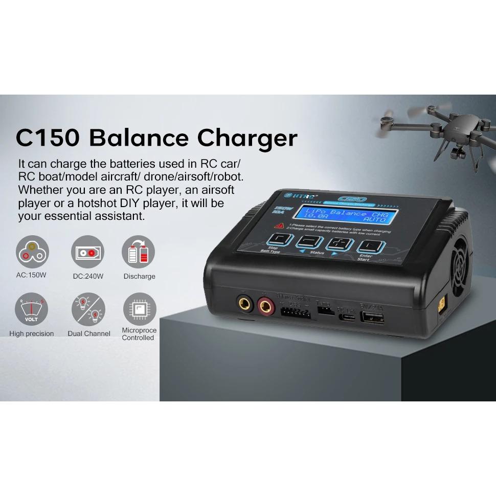 Battery Charger C150 AC DC 150W 10A Discharger for LiPo LiHV LiFe Lilon NiCd NiMh Pb Batteries Lipo Charger Balance Charger