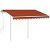 Manual Retractable Awning with Posts 3.5x2.5 M Orange & Brown