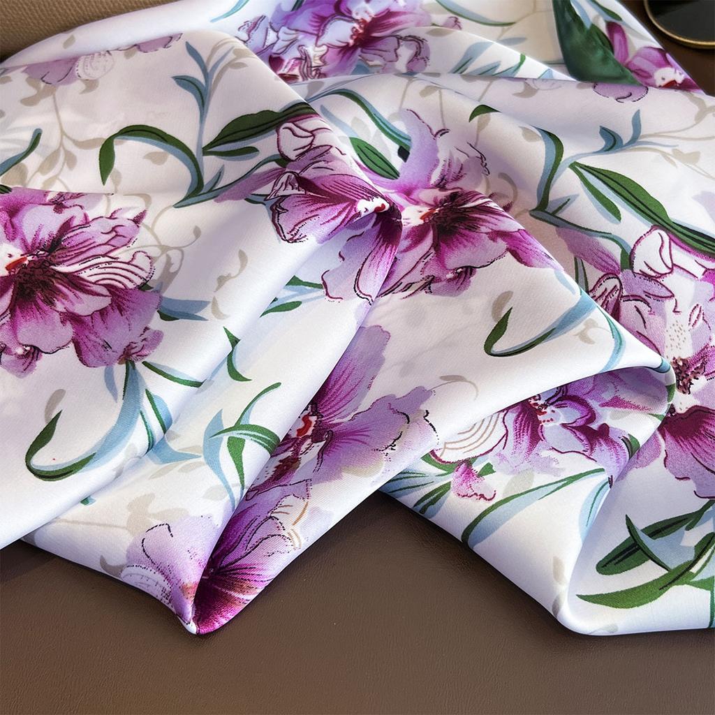 Imitation Silk Scarf For Women SpringSummer Chain Print Square Scarf Decoration Bandanna Neckerchief Luxury Headband Hijab