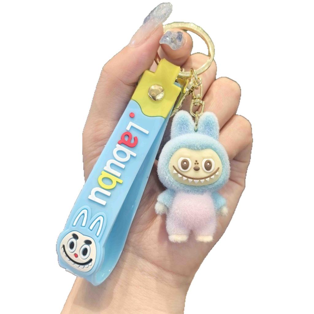 Cute Flocking Keychain Pendant Student Couple Bag Buckle
