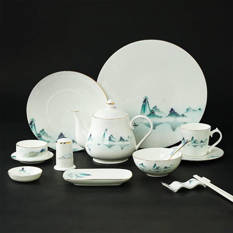 New Chinese Style Gold-Traced Bone China Dinnerware Set