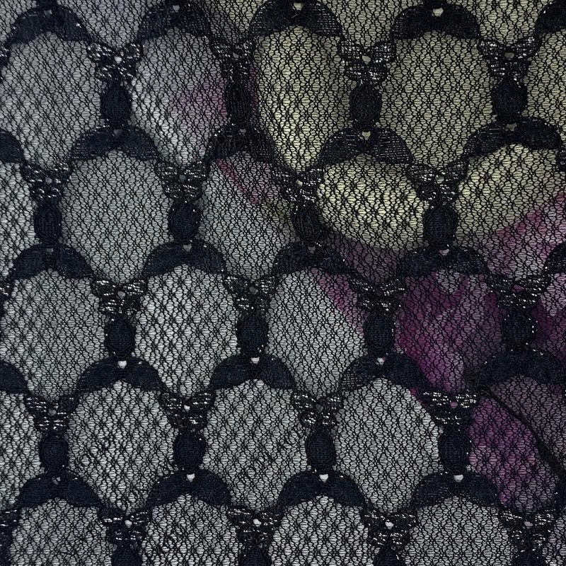 Hollow Silver Thread Three-Leaf Flower Polyester Lace Fabric for Women’s Dress, Wedding Dress, Cheongsam, and Formal Wear