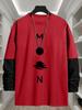 Men's Contrast Overlay Sleeve Long Sleeve T‑Shirt, Breathable Quick Dry Tops, Regular Fit for Urban Stroll Daily Errands Outdoor Commute Leisure Wear