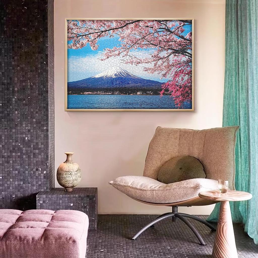 MISITU Jigsaw Cherry Stylish Cherry Blossoms and Fuji x 70 1000-Piece Puzzle, Landscape, Blossoms, Mt. Fuji, Mountains, Flowers, Nature, Gift,