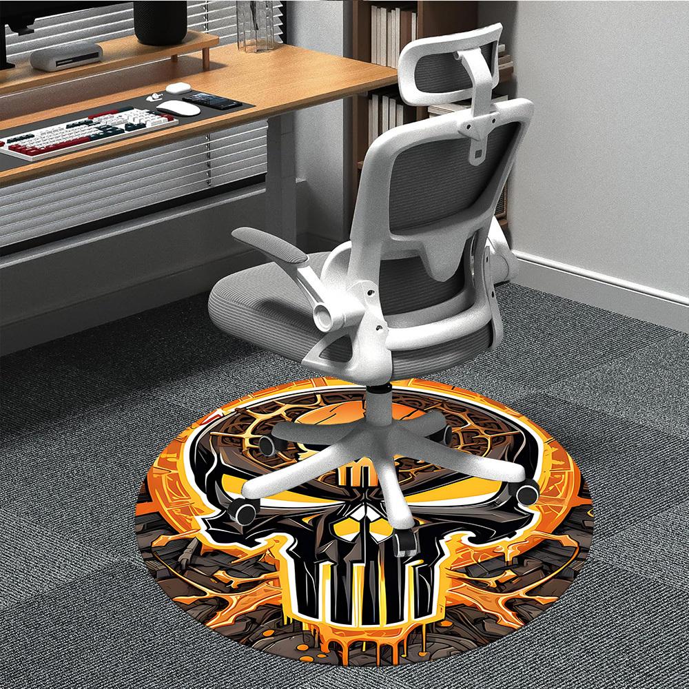 1pc Punisher Skull Office Round Area Rug, Under Office Chairs Bedroom Living Room Home Decor, Room Deco