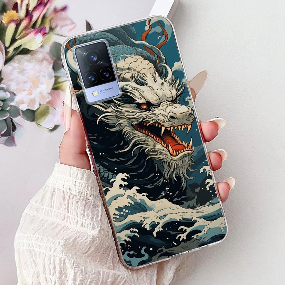 For Vivo V21 4G Case V2066 V2108 New Luxury Flowers Painted Cover Soft Slim Phone Case For Vivo V21e V2061 V 21 VivoV21 e Fundas