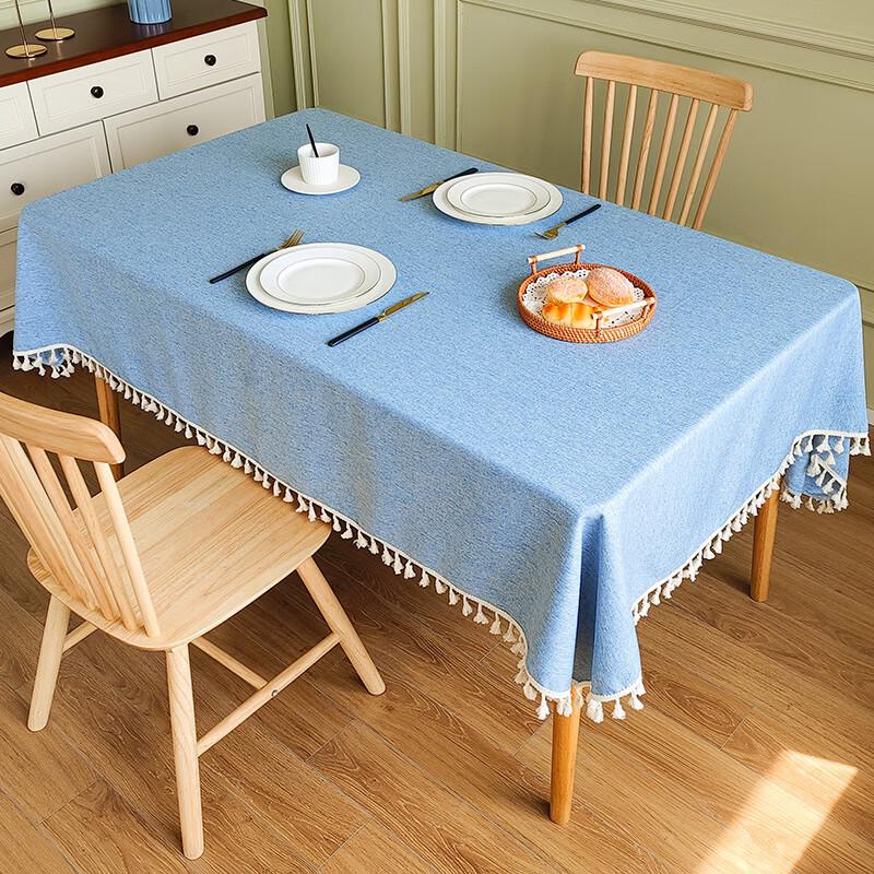 ZISIZ Baumwolle Leinen Quaste Tischdecke
