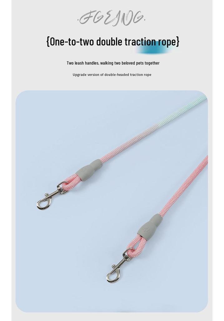 Gradient Anti-Tangle Dual Dog Leash with Two-Headed Design