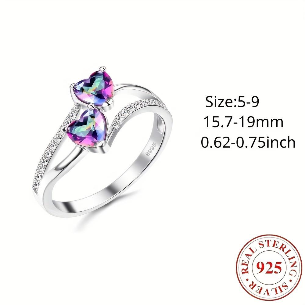 925Sterling Silver925Silver Promise Ring Valentine's Day Gift Double Stone Ring Heart-shaped Birthstone Toi Et Moi Engagement Ring Jewelry Teen