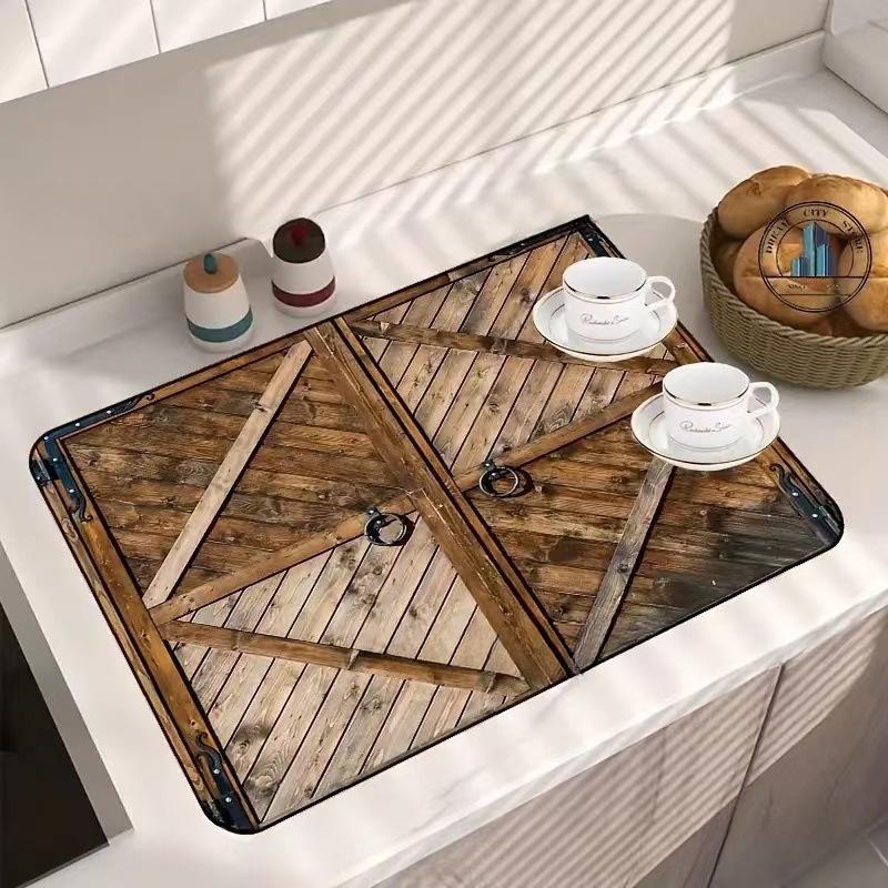1pc Solid Color Drying Mat Non-Slip Absorbent Mat Tableware Kitchen Counter Drain Mats Placemats for Table